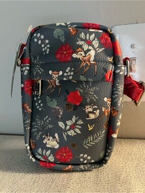 Buckle-Down Disney Bambi Floral Small Crossbody Bag Blue Red White